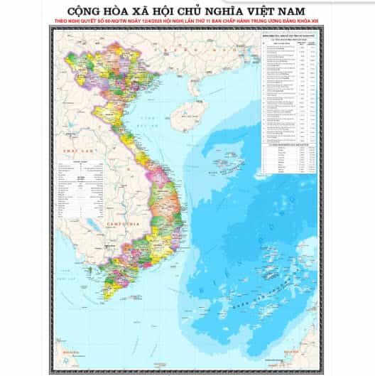 Bản đồ Việt Nam mới theo nghị định 60